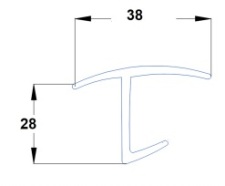 Profil T 38x28mm, PVC 65, ern