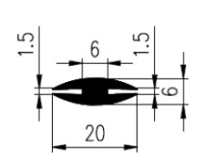 20x6/1,5/1,5mm EPDM 70/ H-Profil 