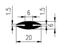 20x6/1,5/1,5mm, PVC 65, H-profil