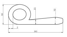 Profil  04,  24,5x9,5mm, PVC 65, ern