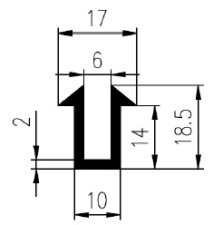 Profil-U 14x10x6mm, PVC 65, ern
