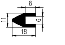 6x18mm Profil-U-PVC65