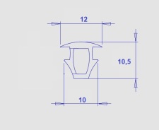 Profil 12/10x10,5mm, PVC/TPE 61, ern