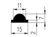 15x7x33mm, Profil, TPE 65, 7 MPa, černá