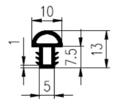 Profil 10/5x13mm, PVC 65, ern